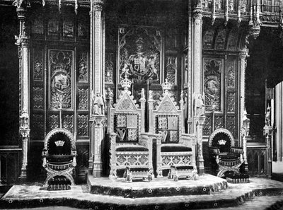 The Royal Throne, House of Lords, Westminster, c. 1905 by John Benjamin Stone