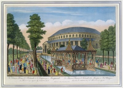 The Chinese House, the Rotunda and the Company in Masquerade in Ranelagh Gardens by John Bowles