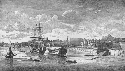 Woolwich Dockyard from the Thames, c1750 by John Boydell