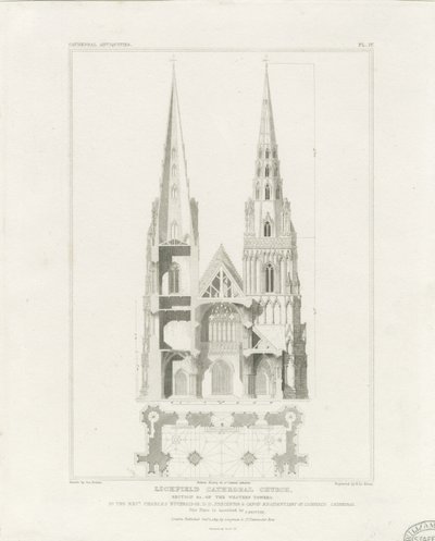 Lichfield Cathedral - West Front by John Britton