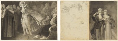 Woman Standing among the Friars (recto) Sketches of Heads (verso, left); Two Women (verso, right) by John Brown