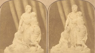 Pair of Early Stereograph Views of British Statues by John Browning