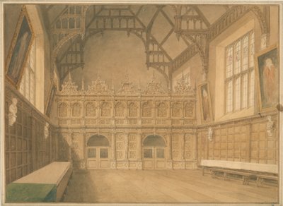 Interior View of Trinity College Hall, Cambridgeshire by John Buckler