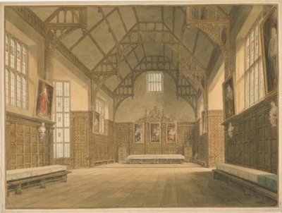 Cambridgeshire - Trinity College Hall - Interior View by John Buckler