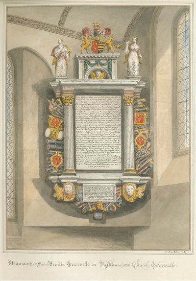 Cornwall - Kilkhampton Church - Monument of Sir Bevil Grenville by John Buckler