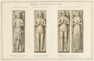 Essex - Earls Colne Church - Effigies, 1824 by John Buckler