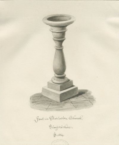 Font in Barlaston Church by John Buckler