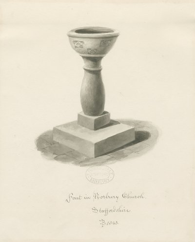 Font in Norbury Church by John Buckler