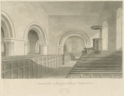 Interior of Seighford Church by John Buckler