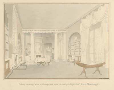 Kent - Bromley Hill - Interior of Library Drawing Room, 1816 by John Buckler