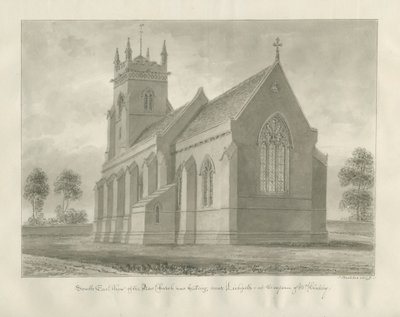 Lichfield - Christ Church: Sepia Drawing by John Buckler