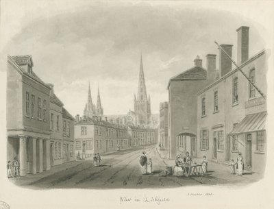 Lichfield - View of street (sepia drawing), 1843 by John Buckler