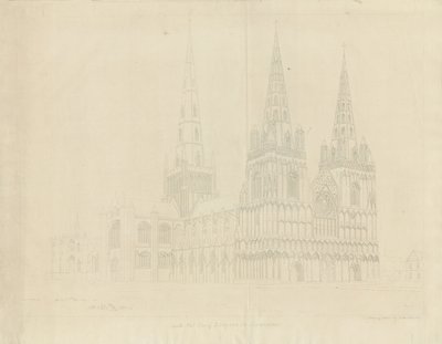 Lichfield Cathedral - North West View by John Buckler