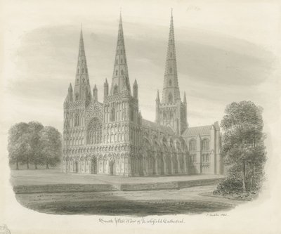 Lichfield Cathedral - South West View by John Buckler