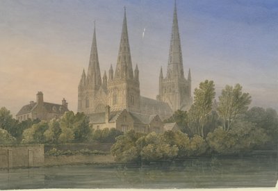 Lichfield Cathedral - South West View by John Buckler