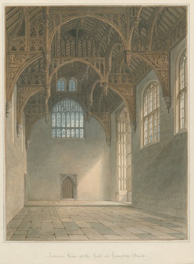 Middlesex - Hampton Court - Interior of Hall, 1821 by John Buckler