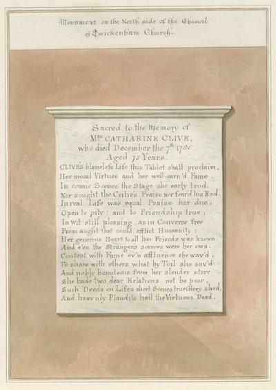 Middlesex - Twickenham Church - Monument by John Buckler