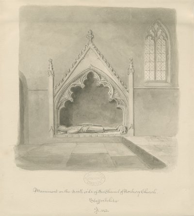 Norbury Church - Monument to Ralph le Botiler by John Buckler