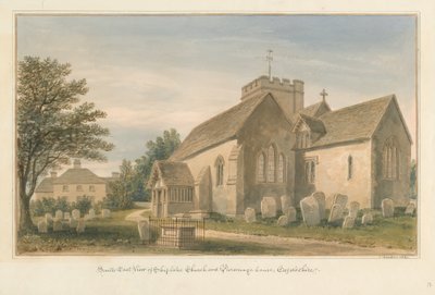 Oxfordshire - Shiplake Church and Parsonage House, 1830 by John Buckler