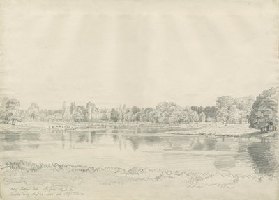 Patshull House - Park and Pool: pencil drawing by John Buckler