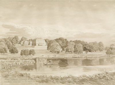 Patshull House: sepia wash drawing by John Buckler