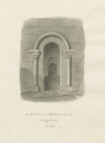 Rolleston Church - South Entrance by John Buckler