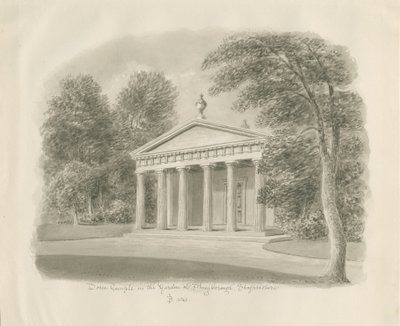 Shugborough - Doric Temple (Sepia Drawing, 1842) by John Buckler