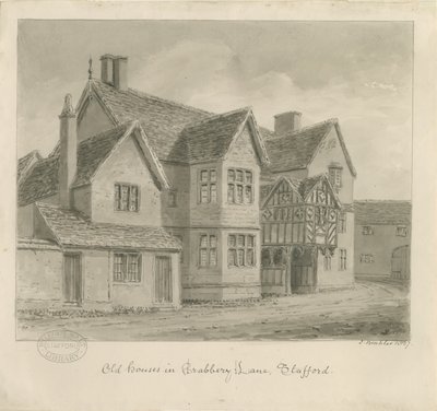 Stafford - Old Houses in Crabbery Lane by John Buckler