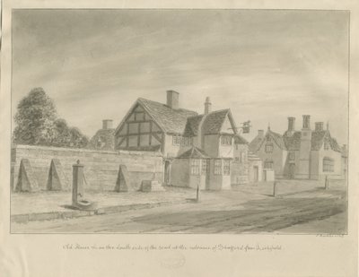 Stafford - The White Lion Inn: sepia drawing, 1842 by John Buckler