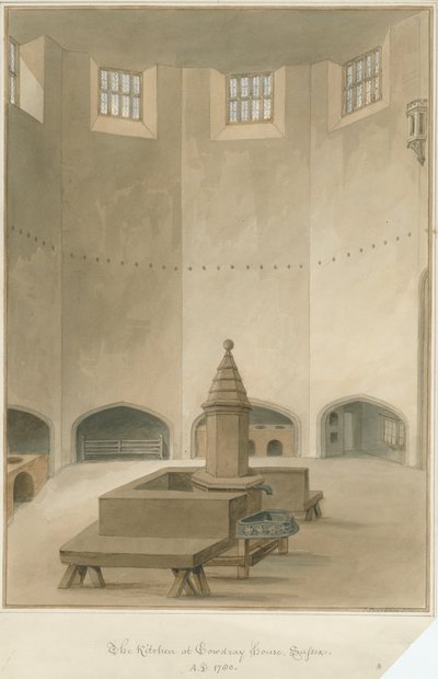Sussex - Cowdray House - Interior of Kitchen, 1830 by John Buckler