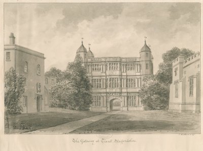 Tixall Hall and Gatehouse, 1841 by John Buckler