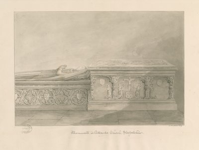 Uttoxeter Church - Tombs of Thomas Kinnersley and of a woman by John Buckler