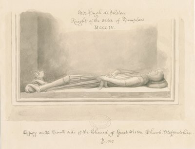 Weston-under-Lizard Church - Effigy of Sir Hugh de Weston, 1842 by John Buckler