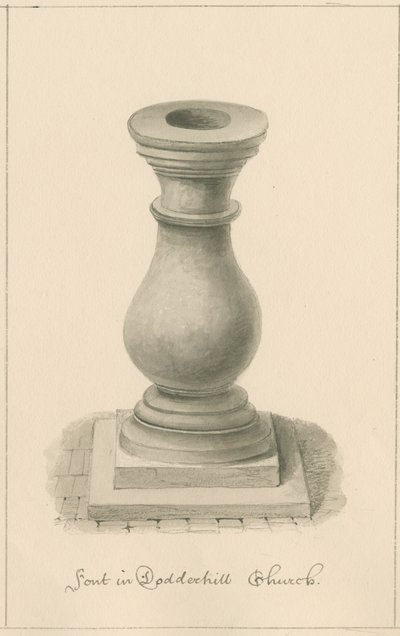 Worcestershire - Droitwich - Dodderhill Church Font, 1833 by John Buckler