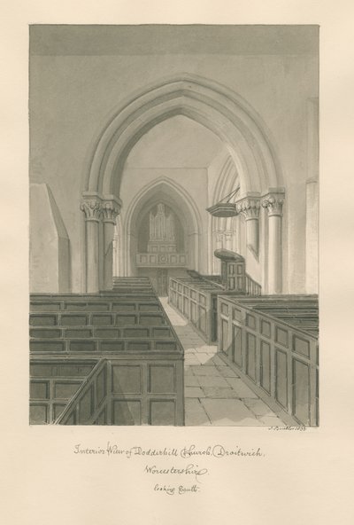 Worcestershire - Droitwich - Dodderhill Church Interior by John Buckler
