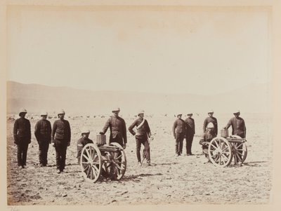 A group of soldiers with two Gatling guns by John Burke