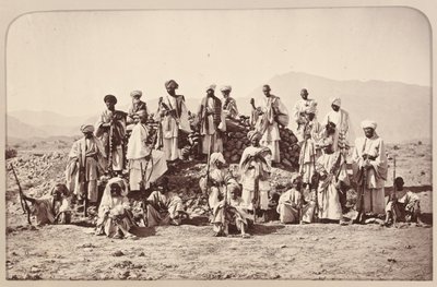 Afridi Picket near Jumrood, Khyber and Rotass in distance, 1879 circa by John Burke