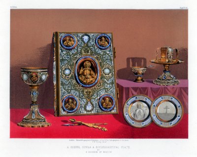 A Gospel Cover and Ecclesiastical Plate, 19th century by John Burley Waring