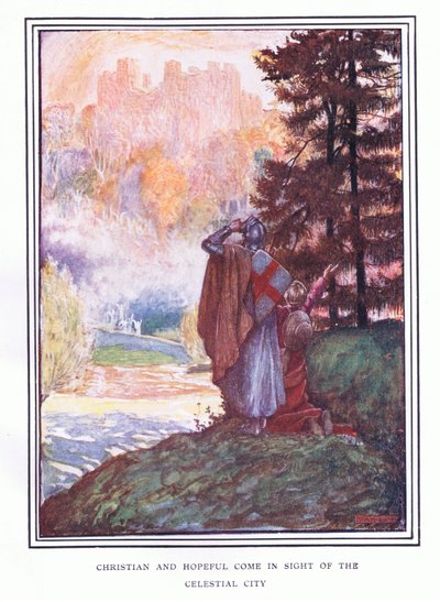 Christian and hopeful come in sight of the celestial city by John Byam Liston Shaw