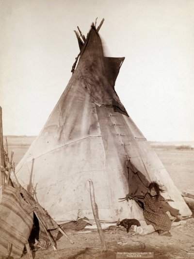 Oglala Girl Sitting in Front of Tipi by John C. H. Grabill