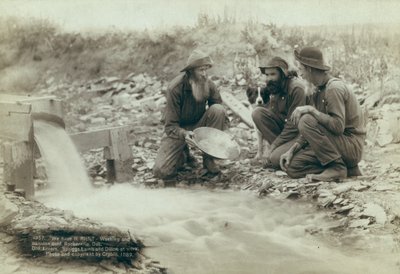 Washing and panning gold, Rockerville, 1889 by John C. H. Grabill
