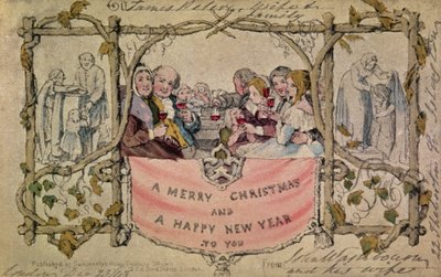 Christmas Card, Example of the First Known Christmas Card Being Used, 1843 by John Callcott Horsley