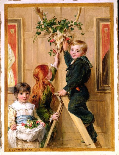 Decorating with Holly, 1881 by John Callcott Horsley