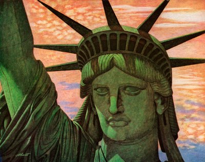 Close-Up Aerial View of the Statue of Liberty by John Carleton Atherton