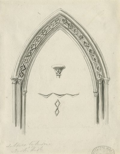Interior of Lichfield Cathedral - Arch in North Aisle by John Carter