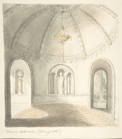 Lea Castle, Worcestershire, View in Ante-room, Looking North by John Carter.