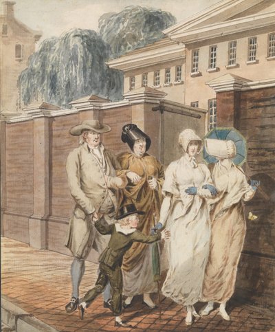 Sunday Morning in front of the Arch Street Meeting House, Philadelphia, 1811-ca. 1813 by John Carter.