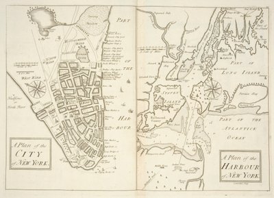 Plans of the city and harbour of New York, c.1740 by John Carwitham