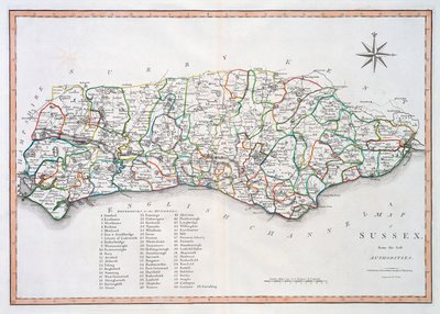 Map of Sussex, 26th March 1805 by John Cary