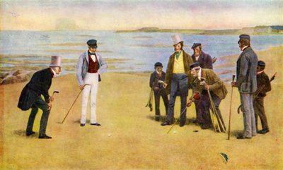 The Stymie, a foursome playing golf at North Berwick by John Charles (after) Dollman